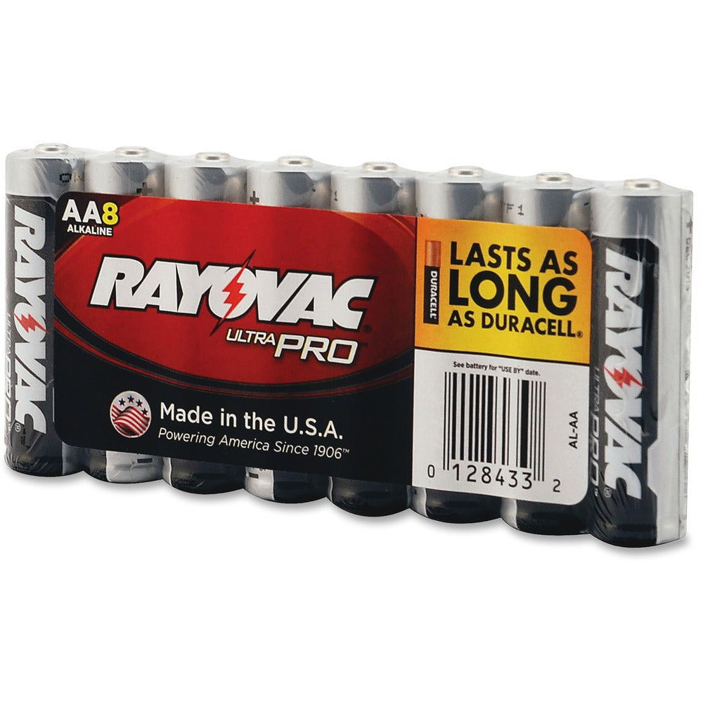Image of Rayovac Corporation Industrial Plus Batteries,Alkaline,AA,1.5V,8/PK,12PK/CT,BKGY