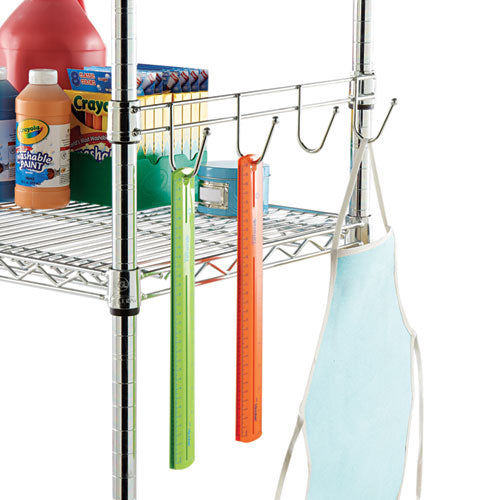 Image of Alera® Hook Bars For Wire Shelving, Four Hooks, 18" Deep, Silver, 2 Bars/pack