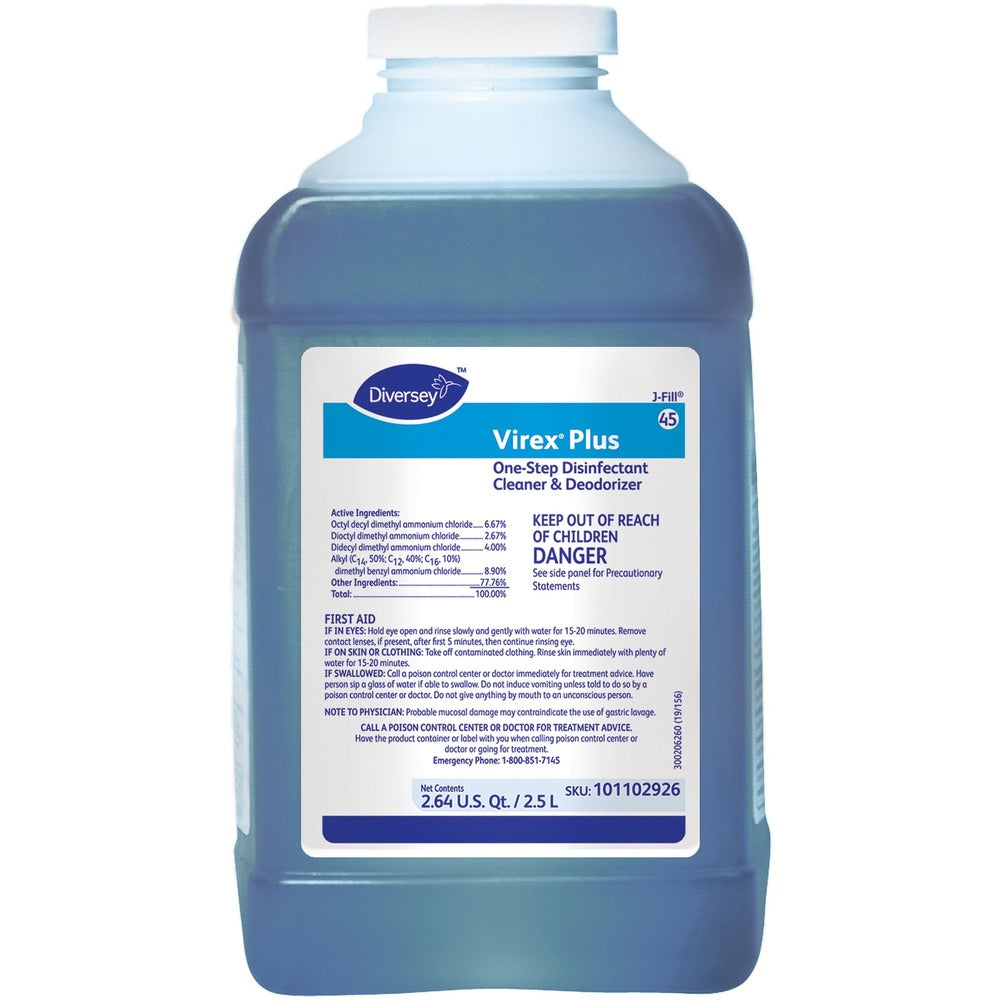 Image of Diversey Care Disinfectant/Cleaner,Quat,Conc,J-Fill,2.5L,2/CT,Blue