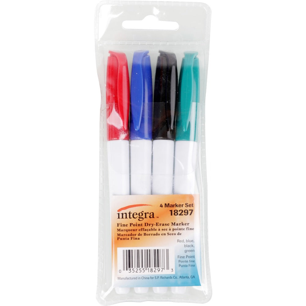 Image of Integra Dry-Erase Marker, Finepoint, 4/ST, Assorted