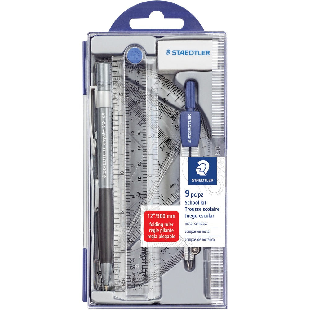 Image of Staedtler Math Set, 9 Pcs, Blue/Silver
