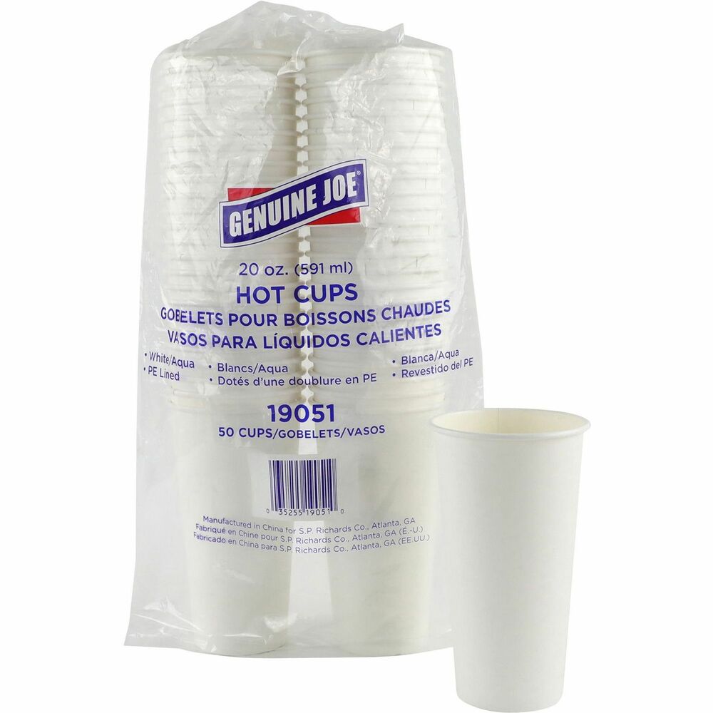 Image of Genuine Joe Hot Coffee Cups, 20oz, 50/PK, White