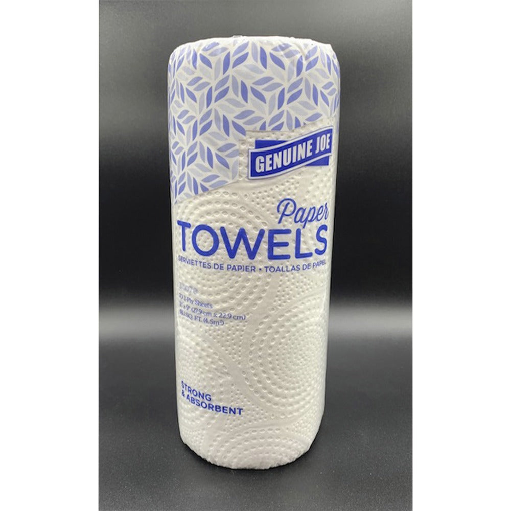 Image of Genuine Joe Towel Roll,Paper,2-Ply,70Shts/RL,9"x11",15/CT,Brown