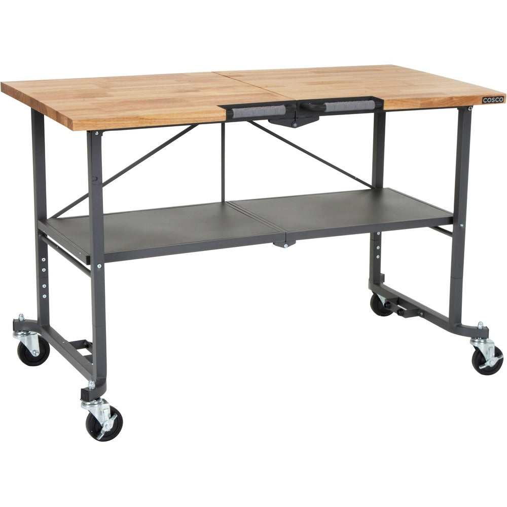 Image of Cosco Home And Office Products Workbench,Folding,Mobile,Hardboard/Steel,52"x34.8"x25.5",GY