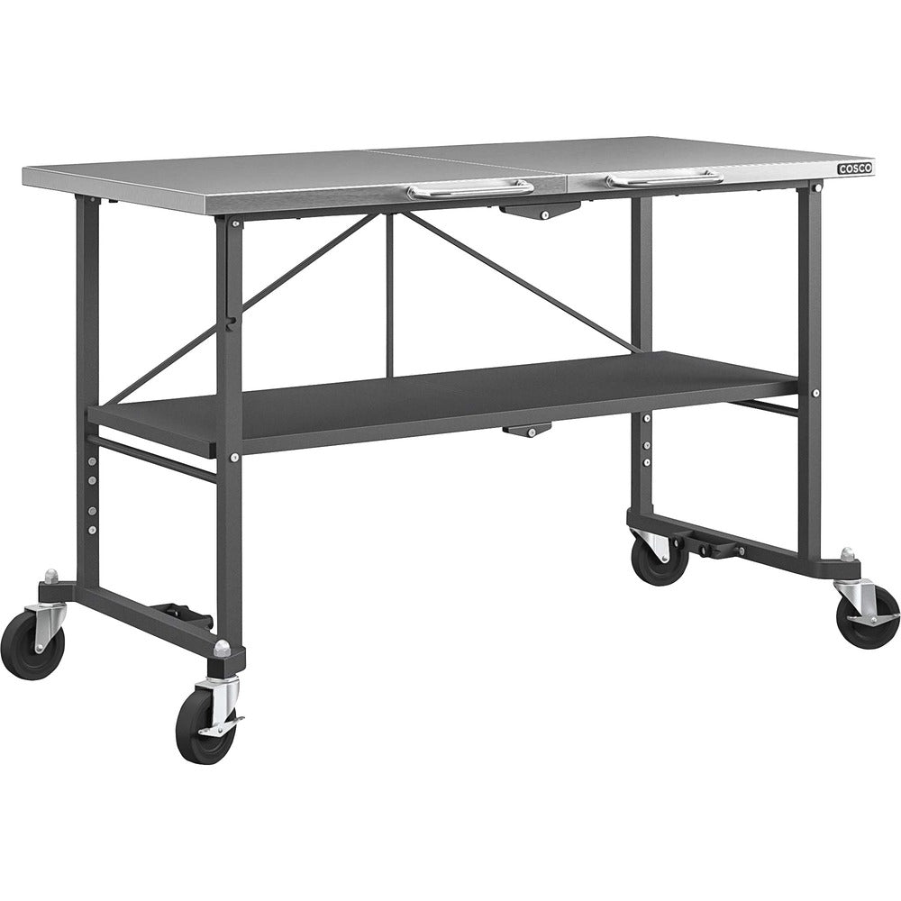 Image of Cosco Home And Office Products Workbench,Folding,Mobile,Steel,52"x34.8"x25.5",GY