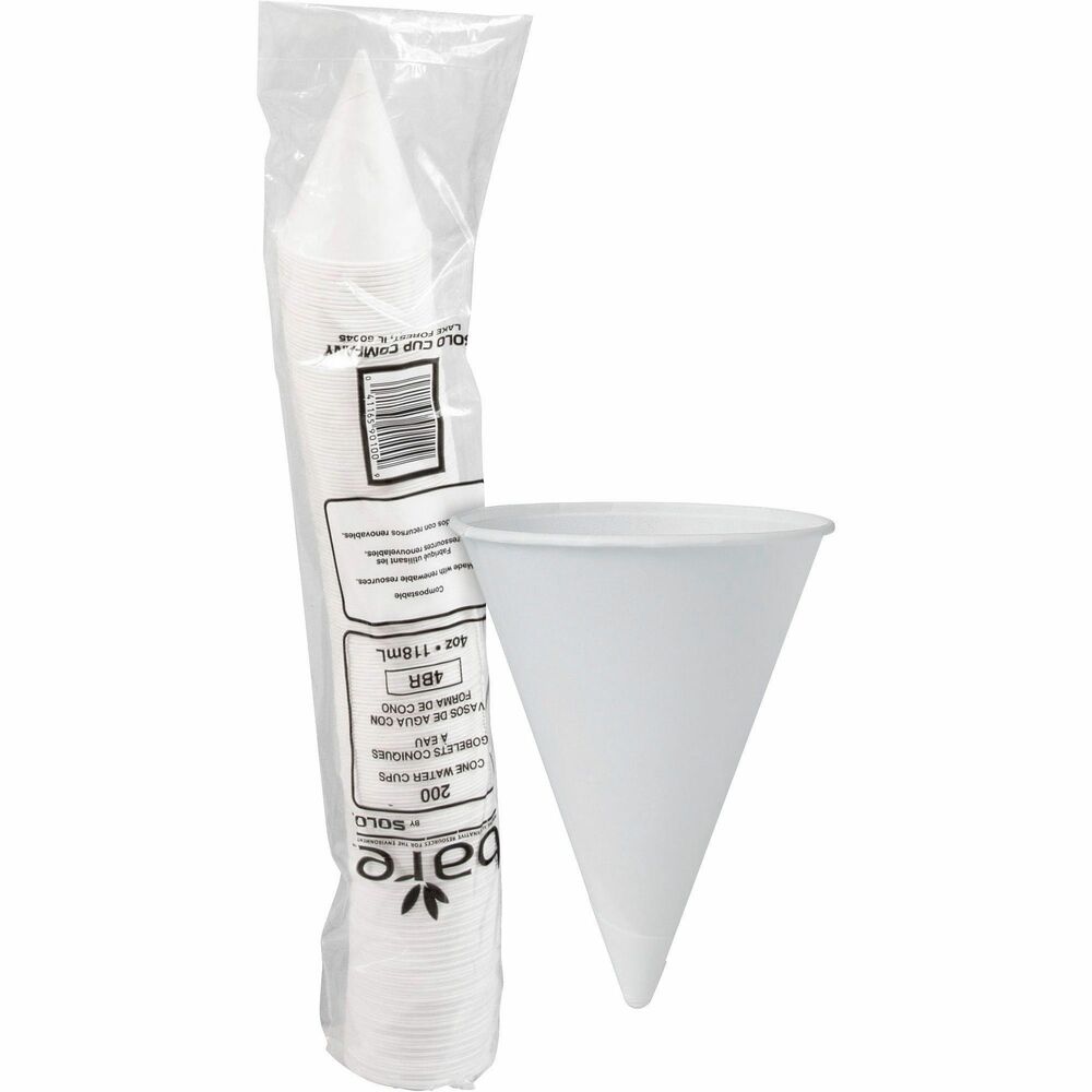 Image of Solo Cup Company Cone Cups, Paper, 4oz, 200/PK, White