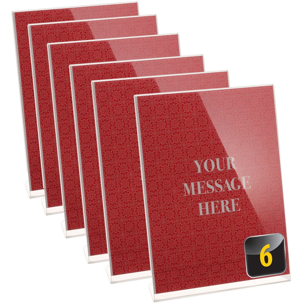 Image of Officemate Sign Holder, Self-Standing, 8-1/2"x3-3/8"x11-1/8", 6/PK, CL