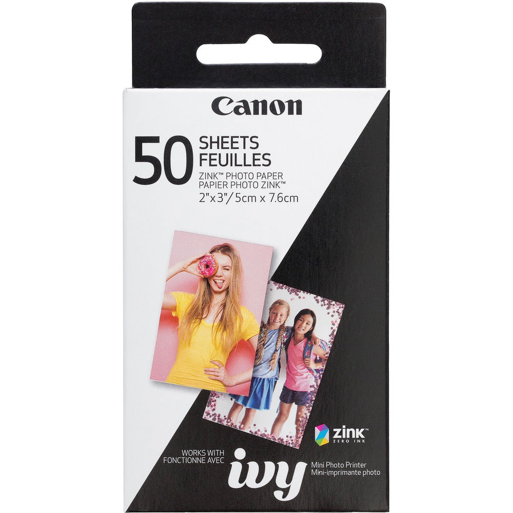 Image of Canon Photo Paper,ZINK,Glossy,f/IVY Printers,2"x3",50 Sheets,White