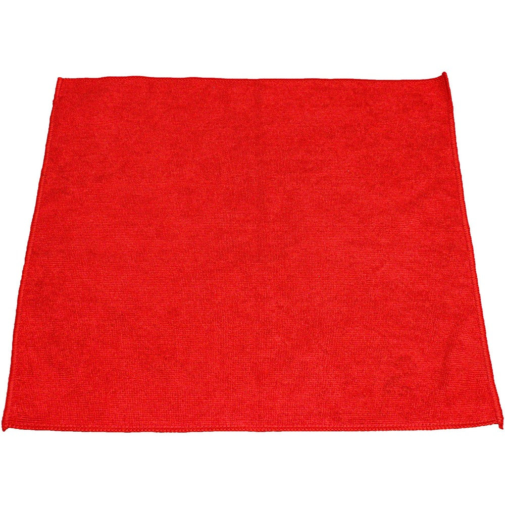 Image of Genuine Joe Terry Cloth,Microfiber,Lint-Free,16"x16",12/PK,Red