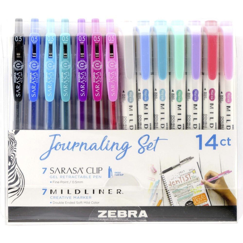 Image of Zebra Journaling Set, 7 Gel Pens, 7 Dbl-ended Markers, 14/PK, AST