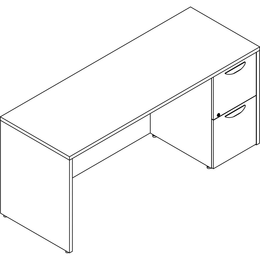 Image of Lorell Right-pedestal Credenza, File/File, 66"x24"x29", Gray Elm