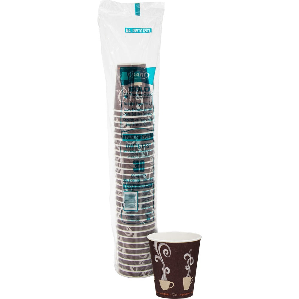 Image of Solo Cup Company Hot Cups,Insulated,Lined,Steam Design,12oz,30/BG,MI