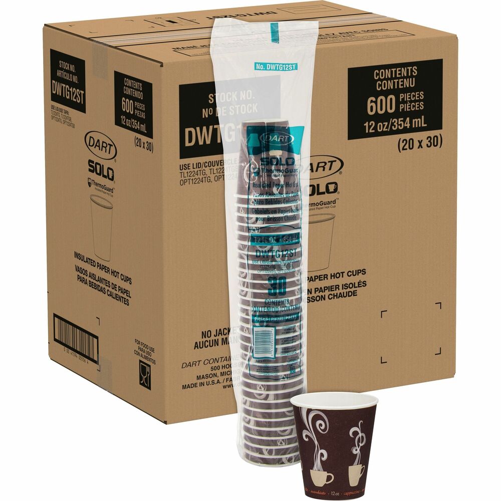 Image of Solo Cup Company Hot Cups,Insulated,Lined,Steam Design,12oz,600/CT,MI