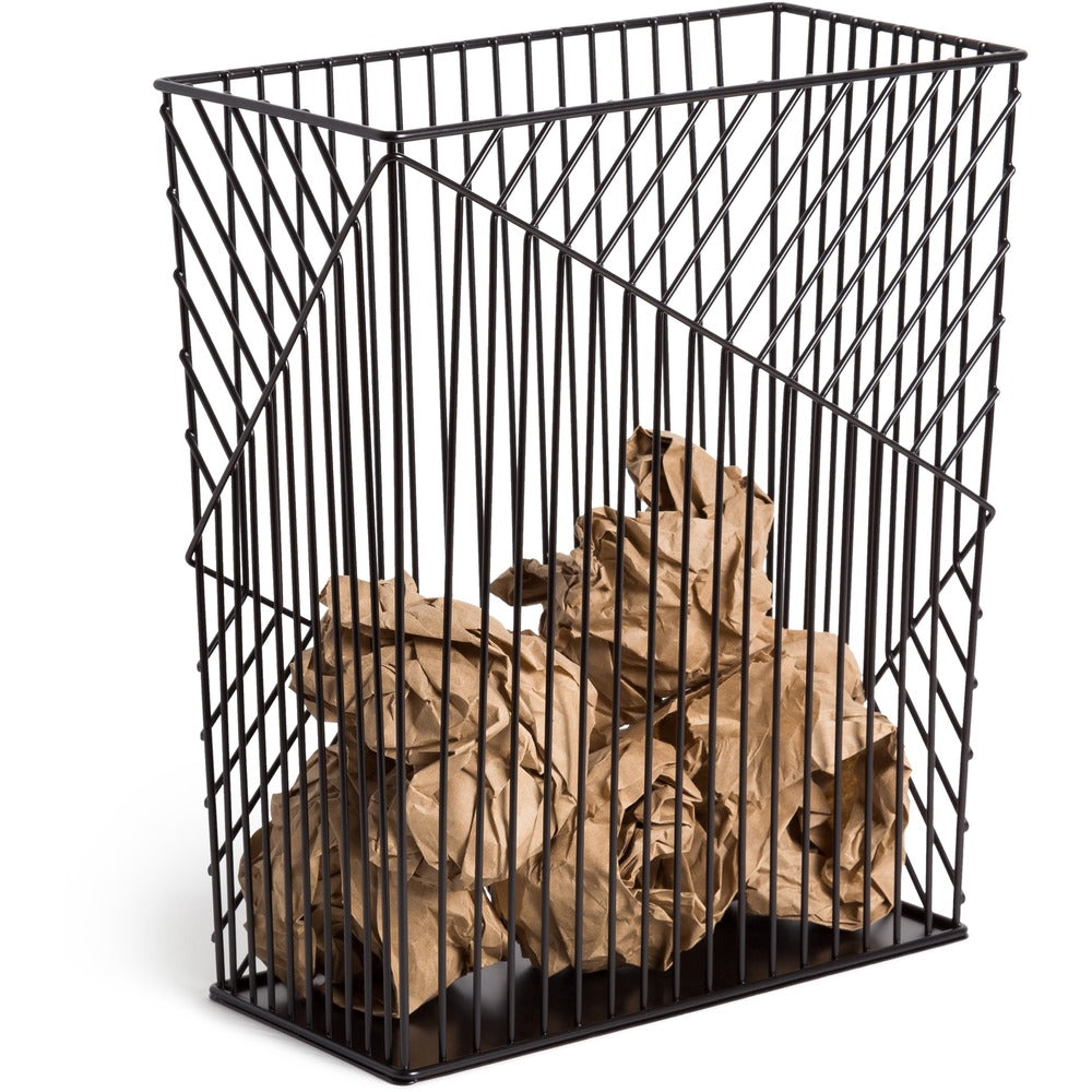 Image of U Brands Wastebasket,Vena,Bent Wire,6 Gal Cap,12"x6"x14",Black