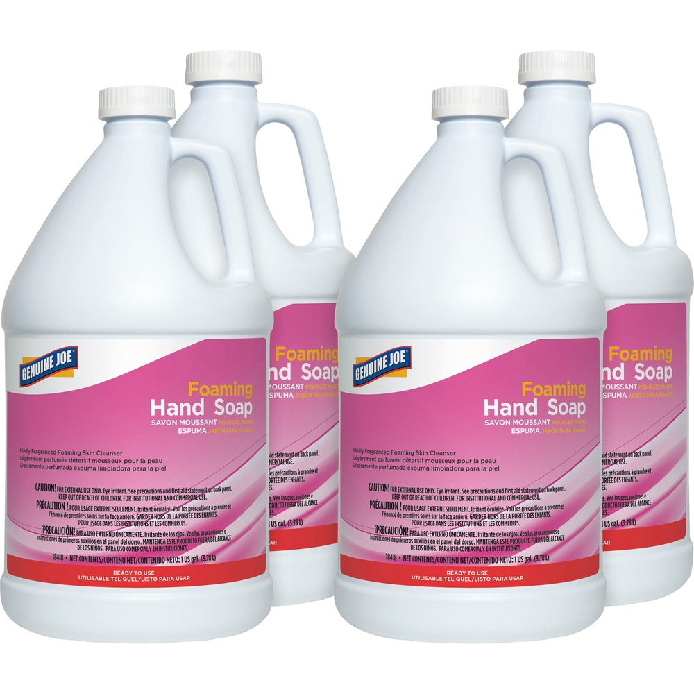 Image of Genuine Joe Handwash, Foam, Ultra Mild, 1 Gallon, 4/CT, Pink