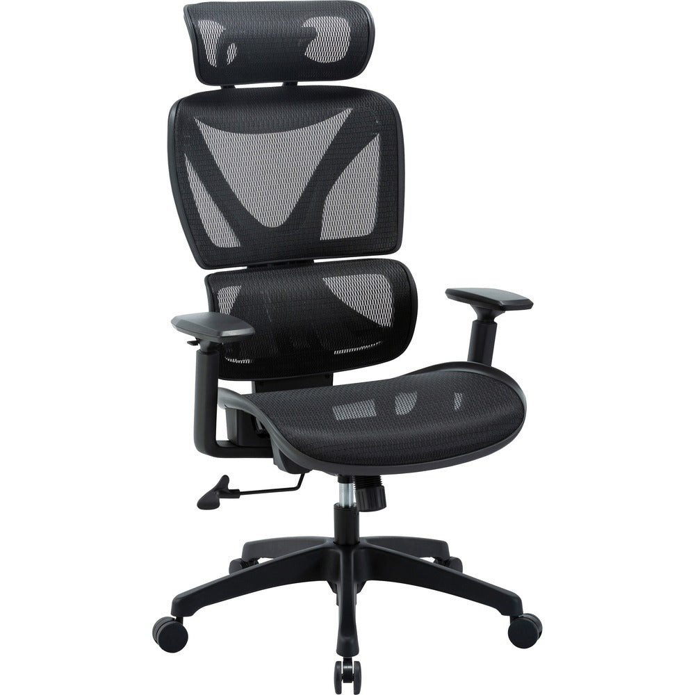 Image of Lorell High-Back Chair,w/Headrest,Mesh,28-3/8"x30-3/4",49-1/4",BK