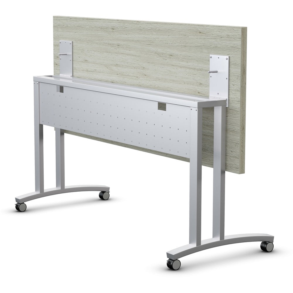 Image of Special-T Base,2 T-Legs,Casters,f/48"-84"Tops,2"x1",Metallic Silver