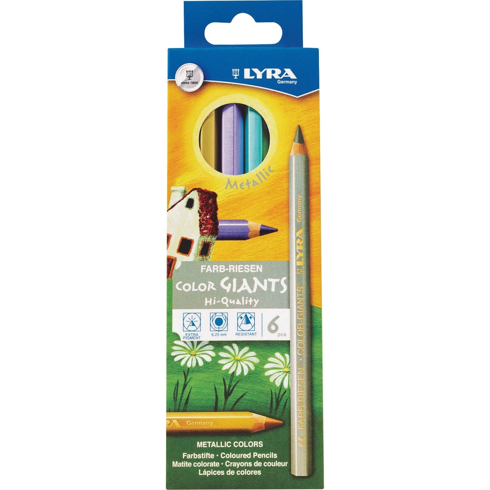 Image of Dixon Ticonderoga Company Pencils,Color,Giant,6 Colors,6.25mm Lead,6/PK,AST Metallic
