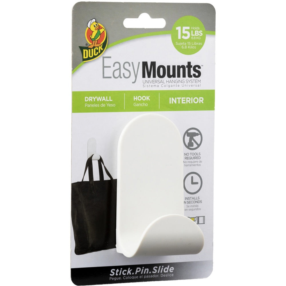 Image of Duck Brand J Hook,f/Interior Drywall,15 lb Cap,1.81"x1.61"x3.5",White