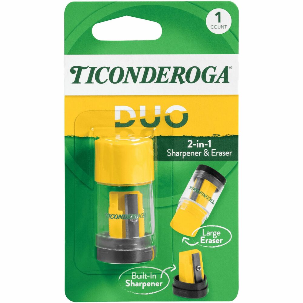 Image of Dixon Ticonderoga Company Sharpener/Eraser, f/8mm Pencils/Crayons, YW/BK