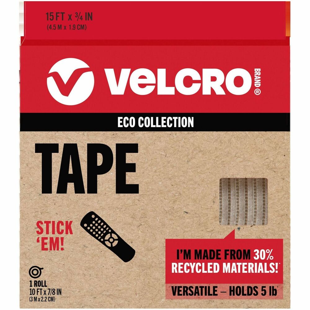 Image of Velcro Industries Mounting Tape,Eco,Reusable,5 lb Cap,7/8"x10',WE