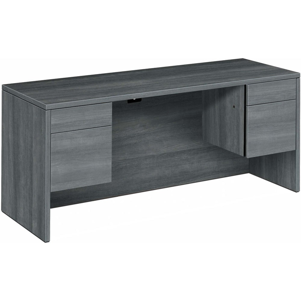 Image of The HON Company Kneespace w/Credenza, B/F, 60"x24"x29-1/2", Sterling Ash