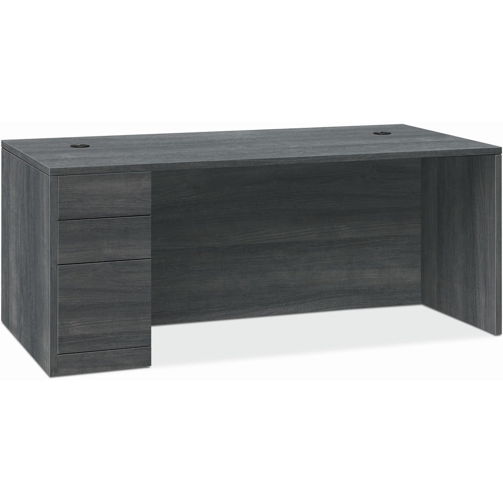Image of The HON Company Left Pedestal Desk, B/B/F, 66"x30"x29-1/2", Sterling Ash