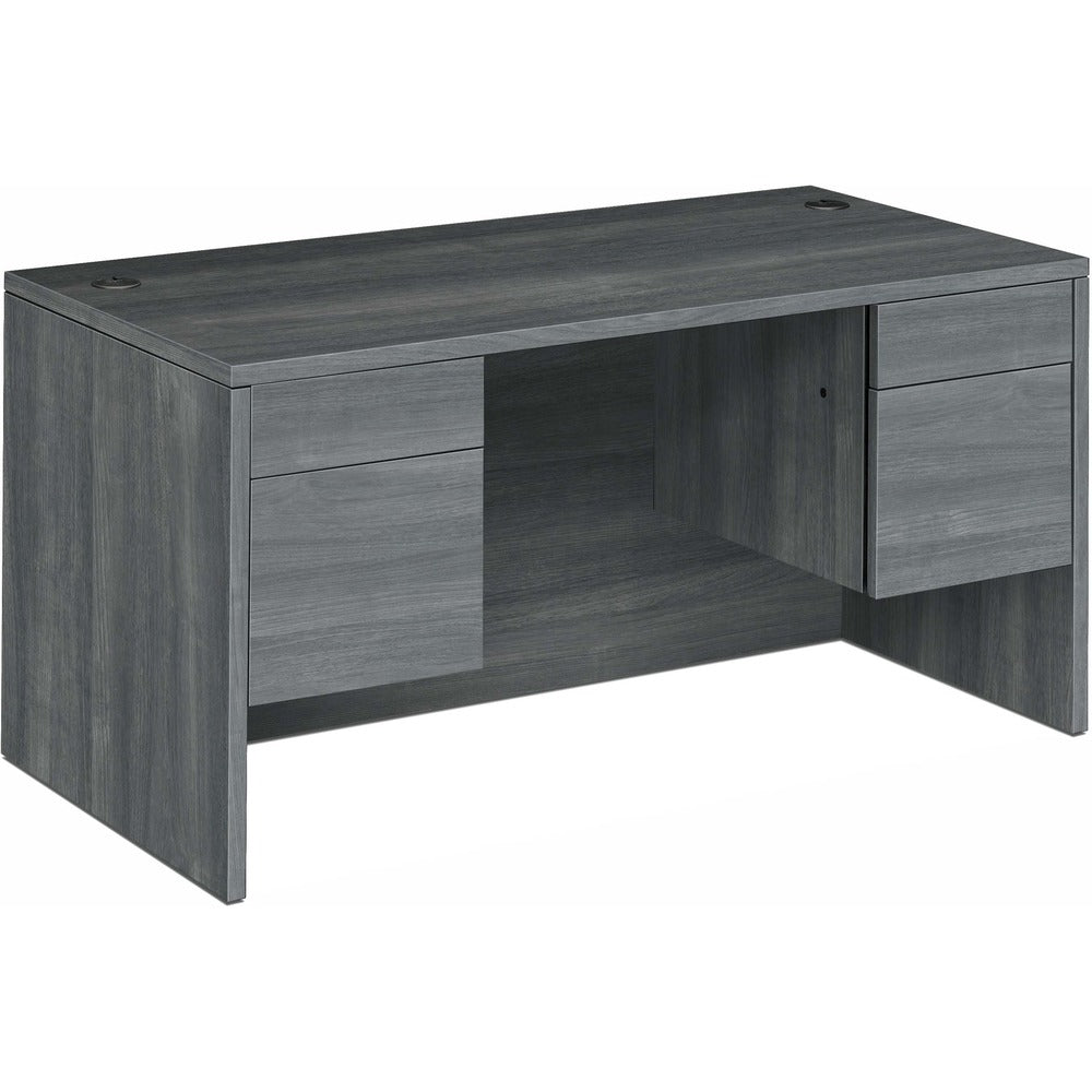 Image of The HON Company Double Pedestal Desk,Rectangle,60"x30"x29.5",Sterling Ash