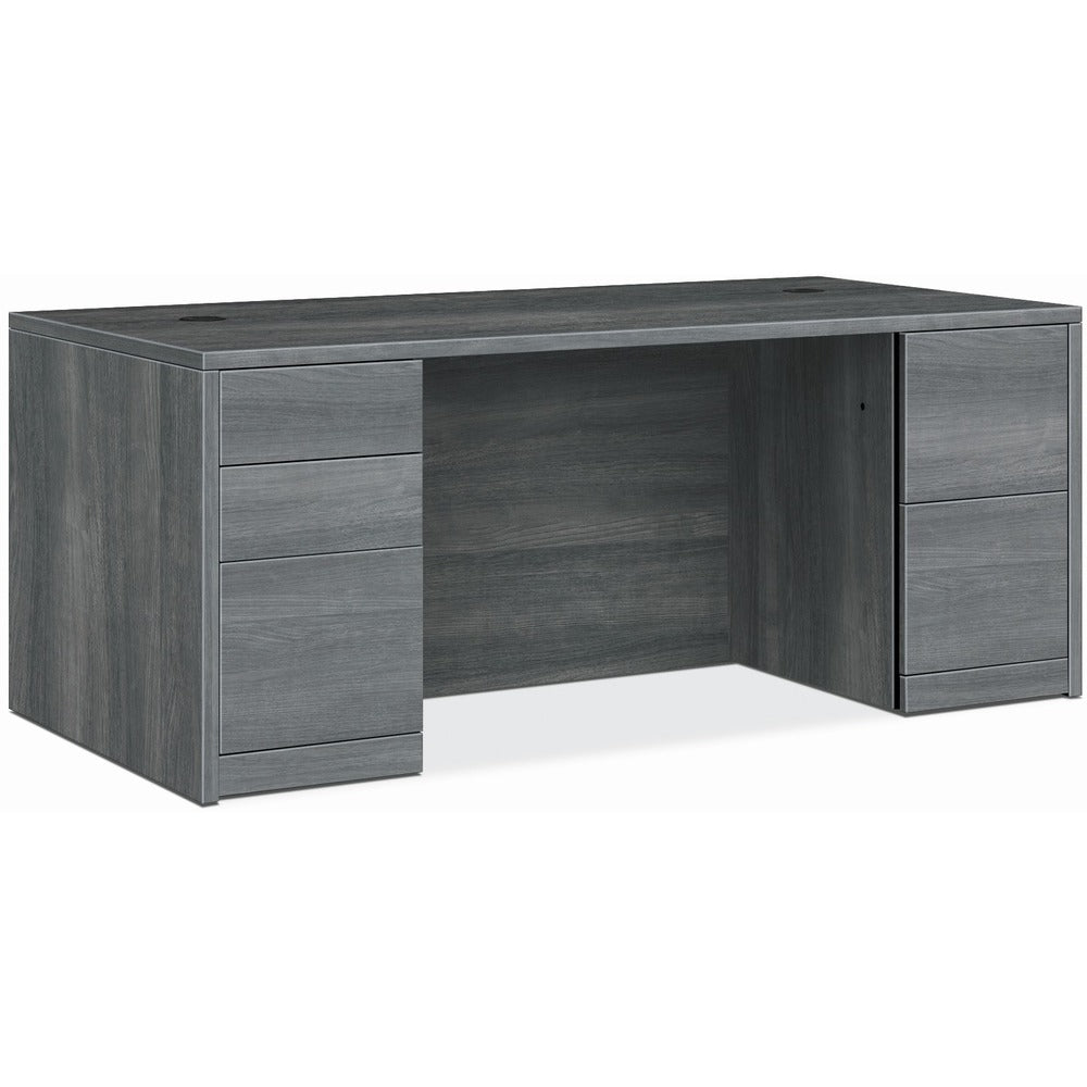 Image of The HON Company Double Pedestal Desk,Rectangle,72"x36"x29-1/2",Sterling Ash