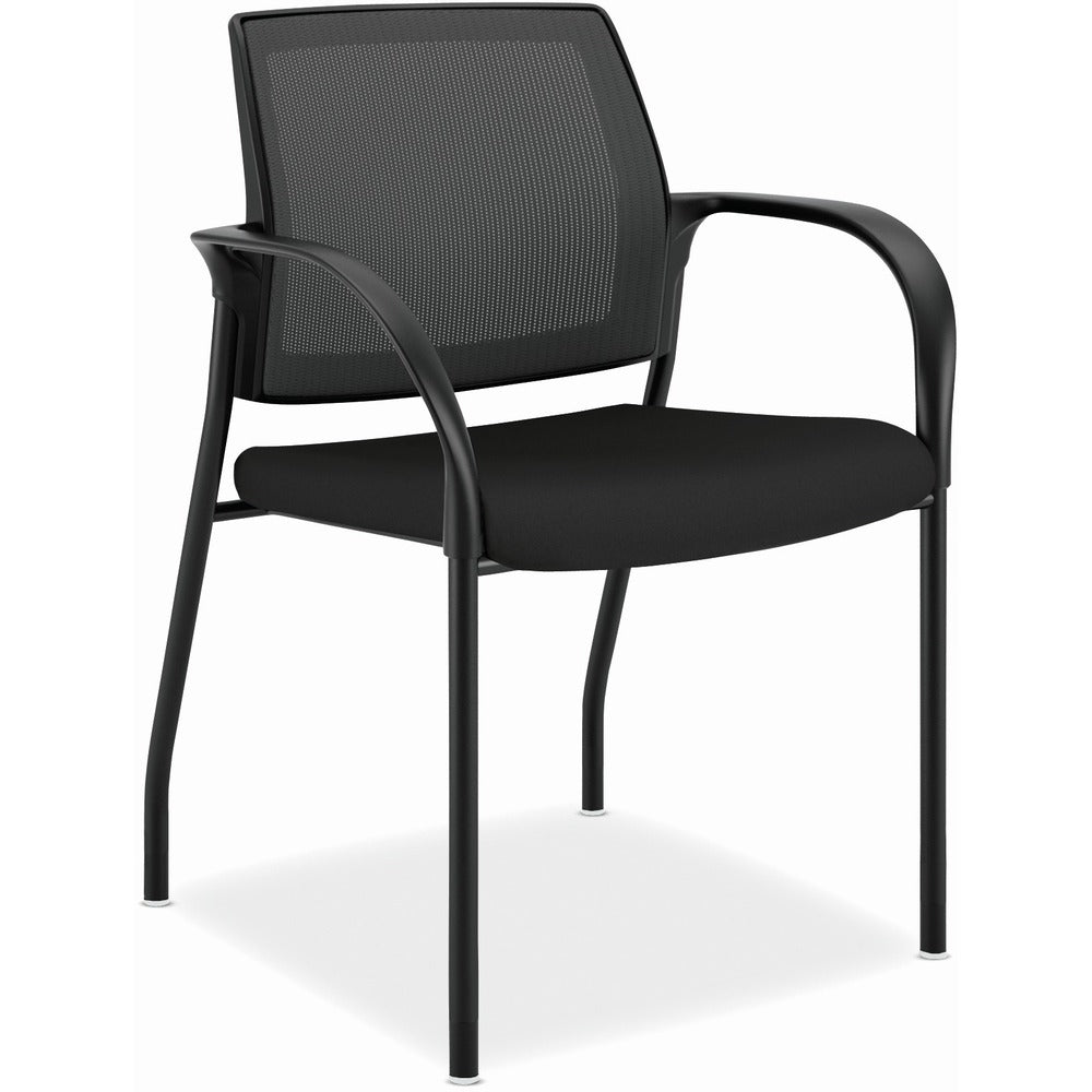 Image of The HON Company Stacking Chair,w/Glides,25"x21-3/4"x33-1/2",CU BK Seat