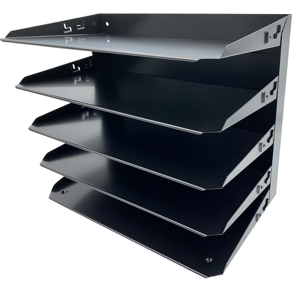 Image of Huron Desk Organizer,Horizontal,5 Slots,Legal,15"x8-3/4"x15",Black