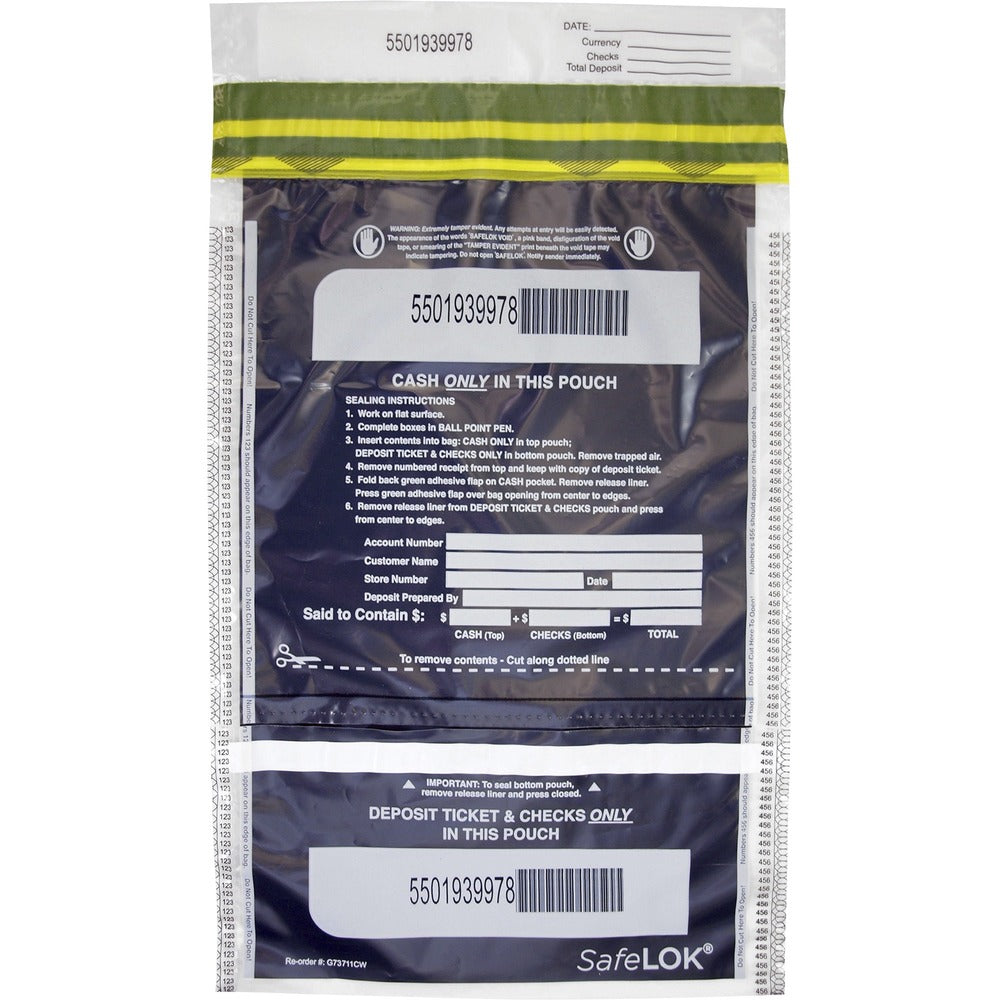 Image of ControlTek Bag,Dual Deposit,Vertical,1000-Bill Cap,10"x15",100/PK,CL