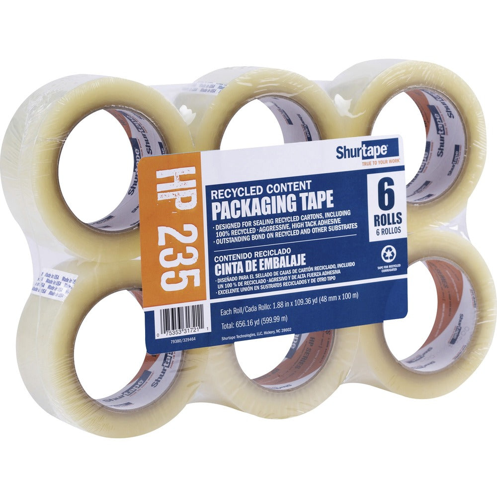 Image of Duck Brand Packaging Tape,HP 235,f/Recycled Boxes,48mmx100m,6/PK,CL