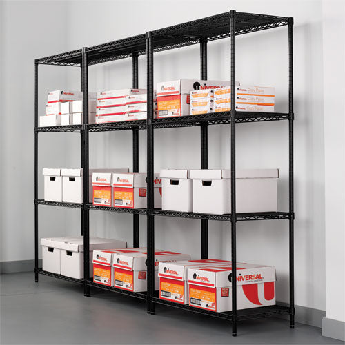 Image of Alera® NSF Certified Industrial Four-Shelf Wire Shelving Kit, 36w x 24d x 72h, Black