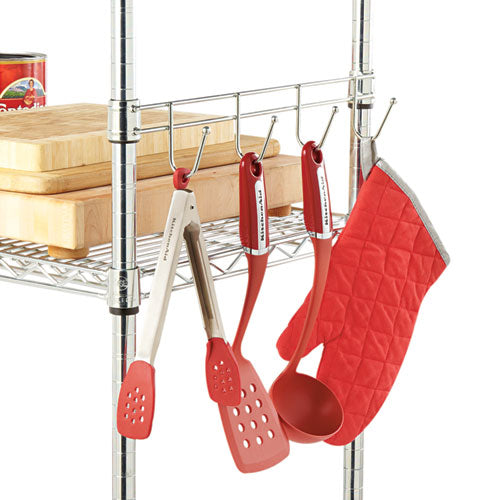 Image of Alera® Hook Bars For Wire Shelving, Four Hooks, 18" Deep, Silver, 2 Bars/pack