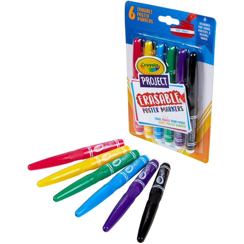 Image of Crayola Markers,Chisel Tip,Erasable,w/Eraser,f/Posters,6/PK,AST