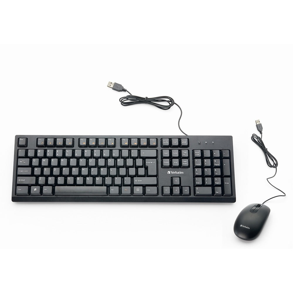 Image of Verbatim Keyboard/Mouse,Wired,USB Type-A,Hot Keys,1000dpi,PC/Mac,BK