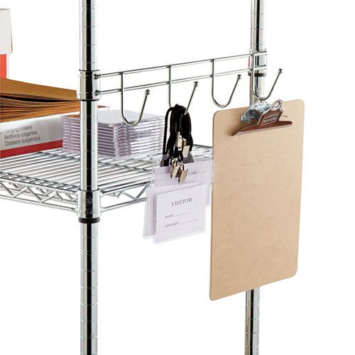 Image of Alera® Hook Bars For Wire Shelving, Five Hooks, 24" Deep, Silver, 2 Bars/pack