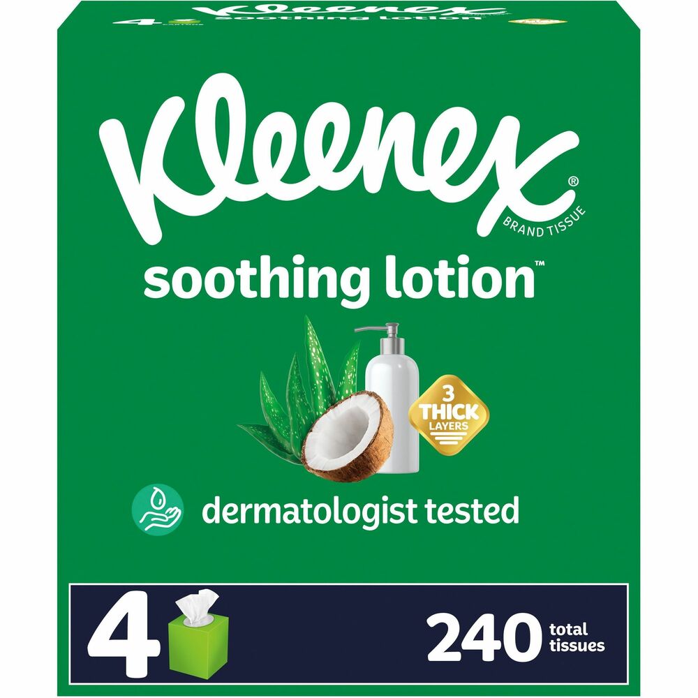 Image of Kimberly-Clark Professional Facial Tissue,Soothing Lotion,3-ply 60Sht/Box,4/PK,8/CT,WE