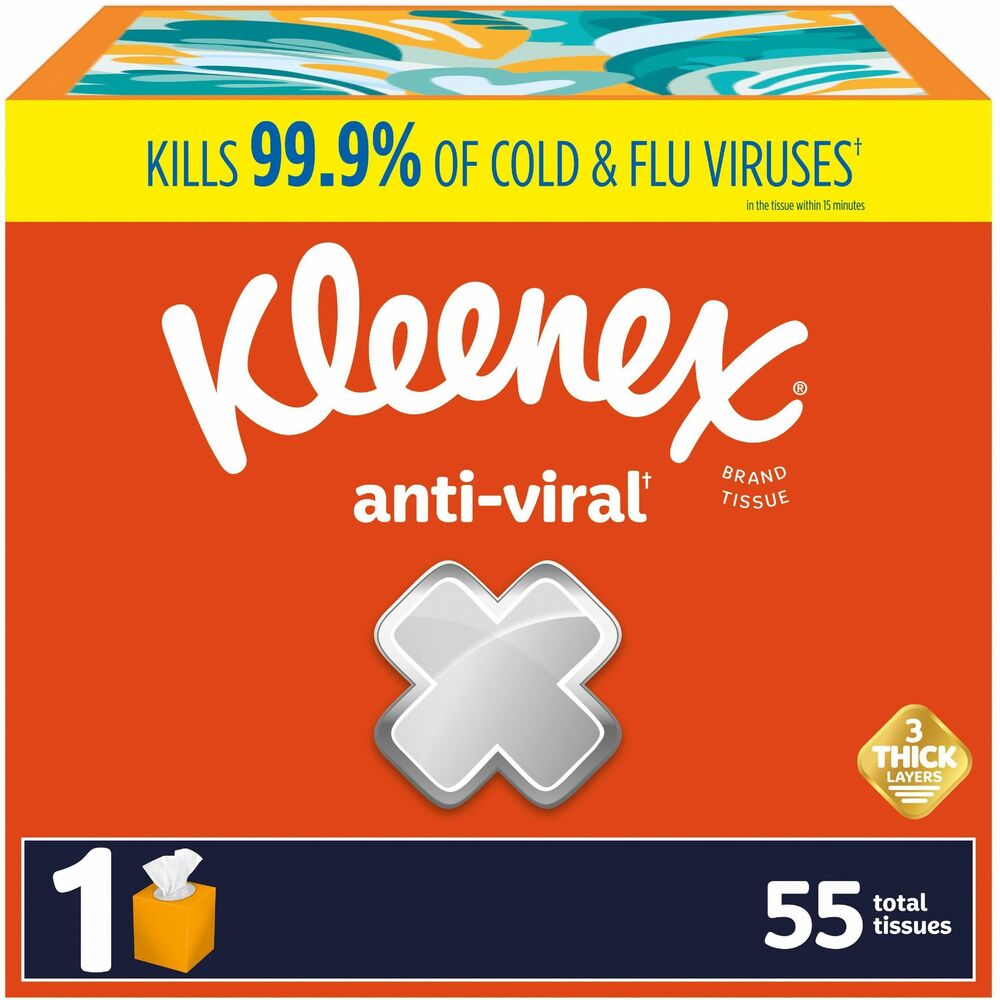 Image of Kimberly-Clark Professional Facial Tissues, Anti-Viral, 55/BX, 27BX/CT, White
