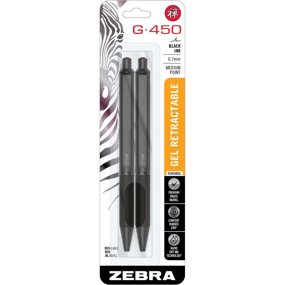 Image of Zebra Pens,Gel,Retractable,G-450,0.7mm,2/PK,BK