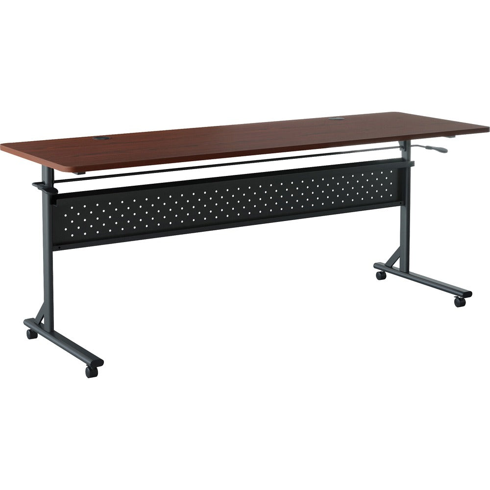 Image of Lorell Table,Flip/Nesting,w/Modesty Panel,72"x24"x29-1/2",Mahogany
