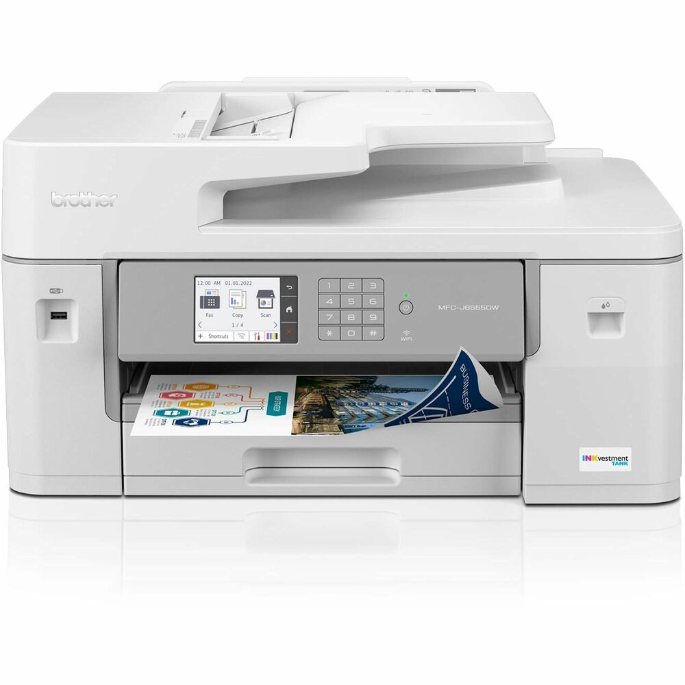 Image of Brother Printer,Scan/Copy/Fax,Wireless,ADF,30ppm,22.7"x18.8"x12,WE