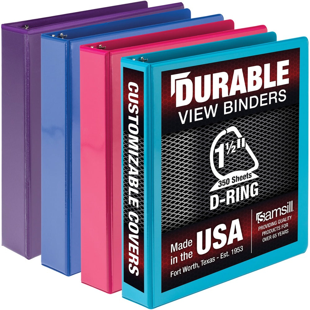 Image of Samsill Binder,View,D-Ring,Poly,No Rivets,1-1/2" Cap,Letter,4/PK,AST