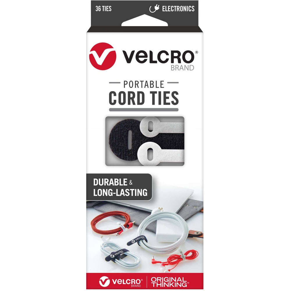 Image of Velcro Industries Cord Ties, Portable, Hook/Loop, 36/PK, AST