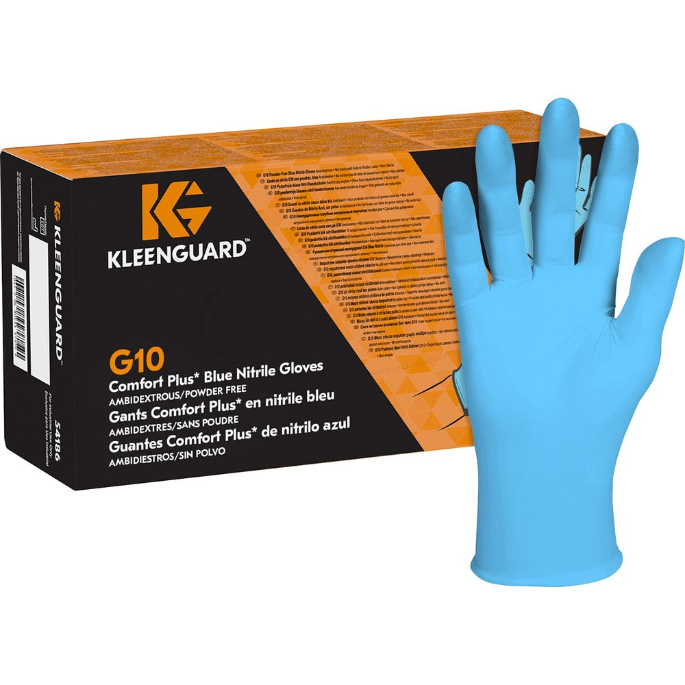 Image of Kimberly-Clark Professional Gloves,Comfort Plus,Nitrile,4mil,9-1/2"L,Small,100/BX,Blue