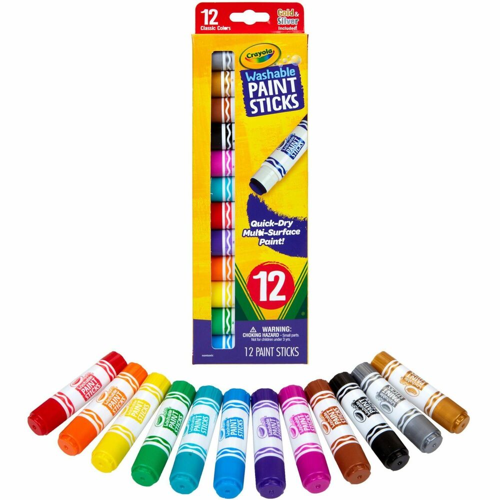 Image of Crayola Paint Sticks, Quick Dry, Washable, 12/PK, AST