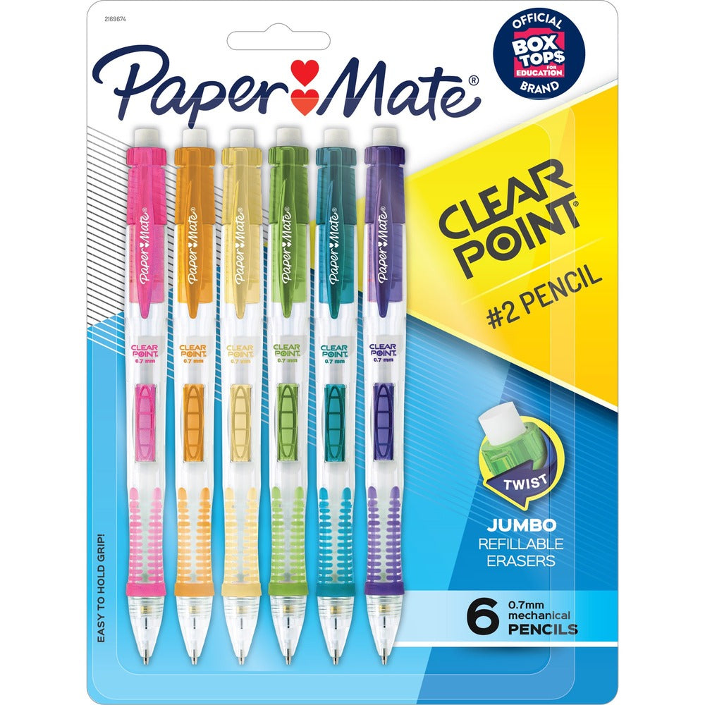 Image of Paper Mate Mechanical Pencils,Colored Barrels,0.7mm,6/PK,AST