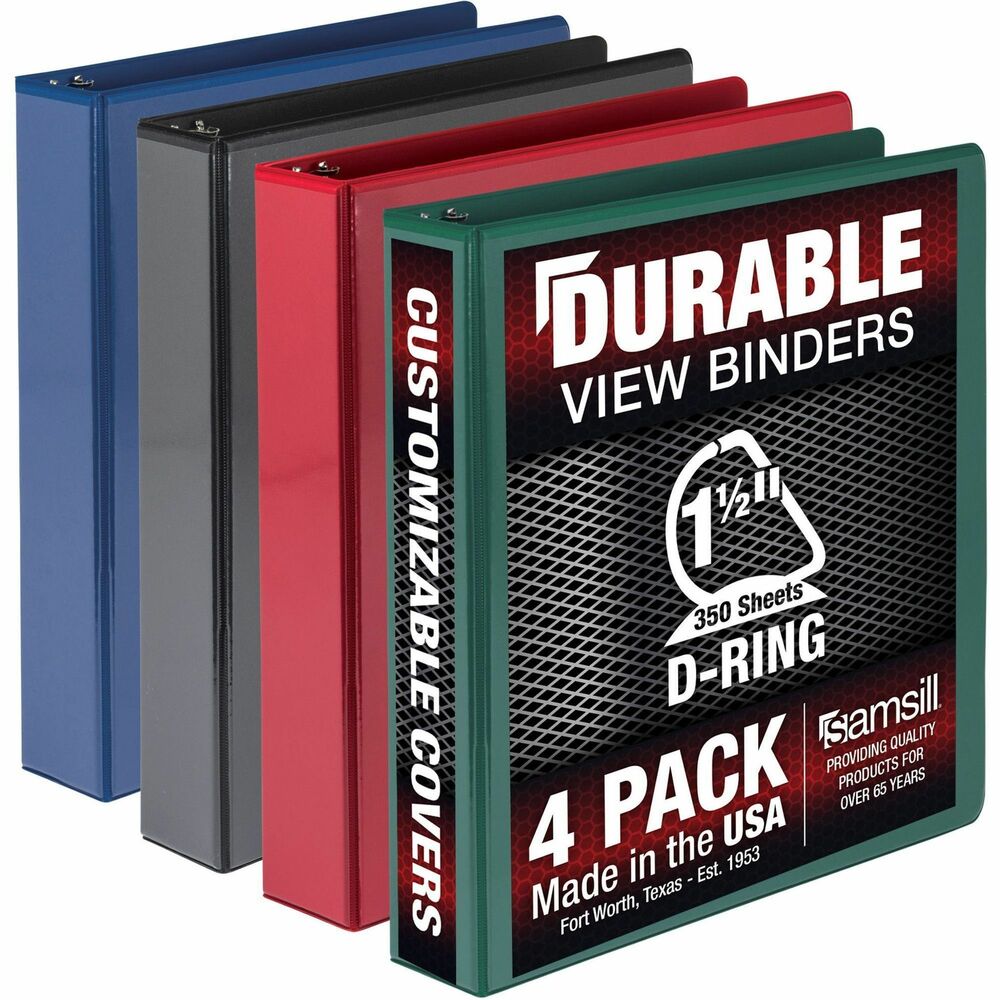 Image of Samsill Binder,View,D-Ring,Poly,No Rivets,1-1/2" Cap,Letter,4/PK,AST