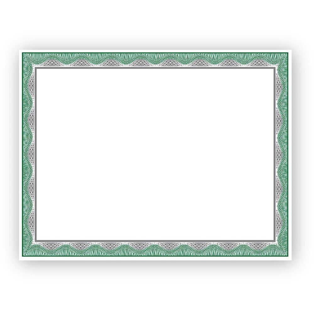 Image of Geographics Certificate,CardStock,Silver/GreenFoil,11"x8.5",15/PK,MI